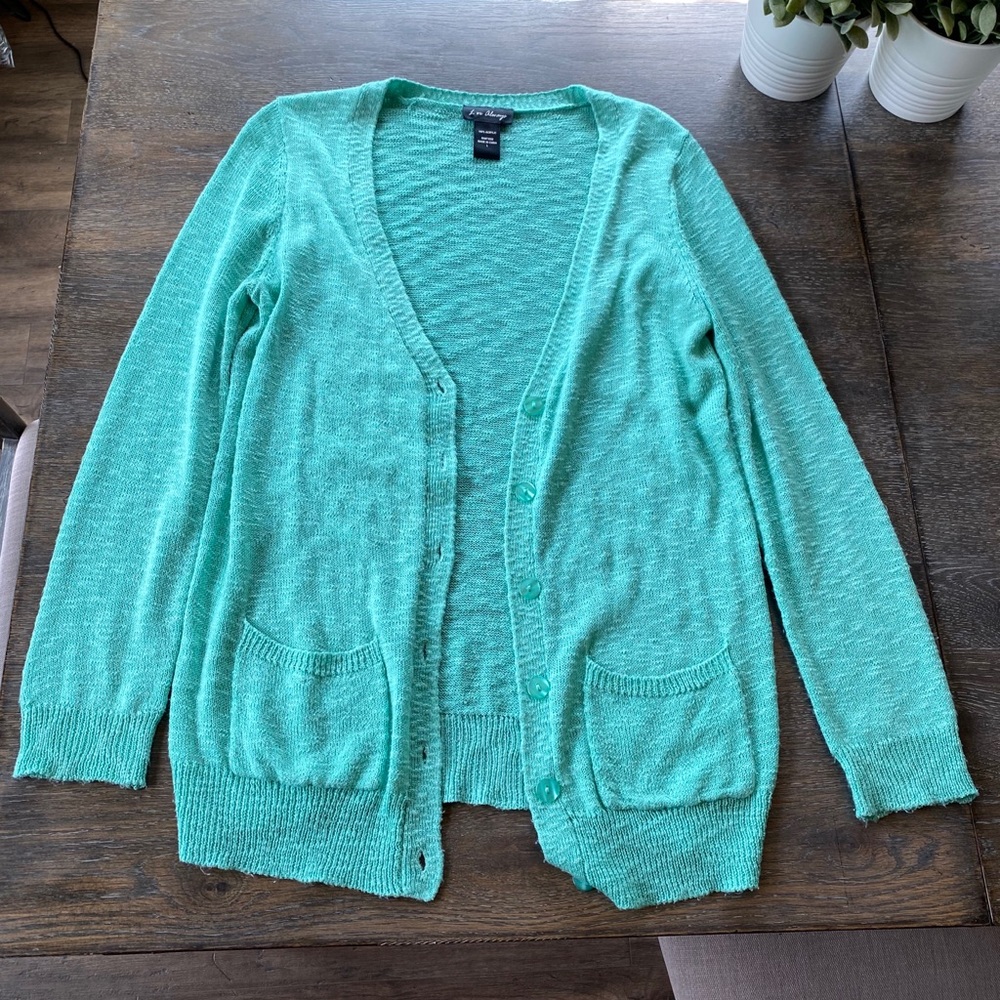 2/$30 Mint green knit button down cardigan sweater large